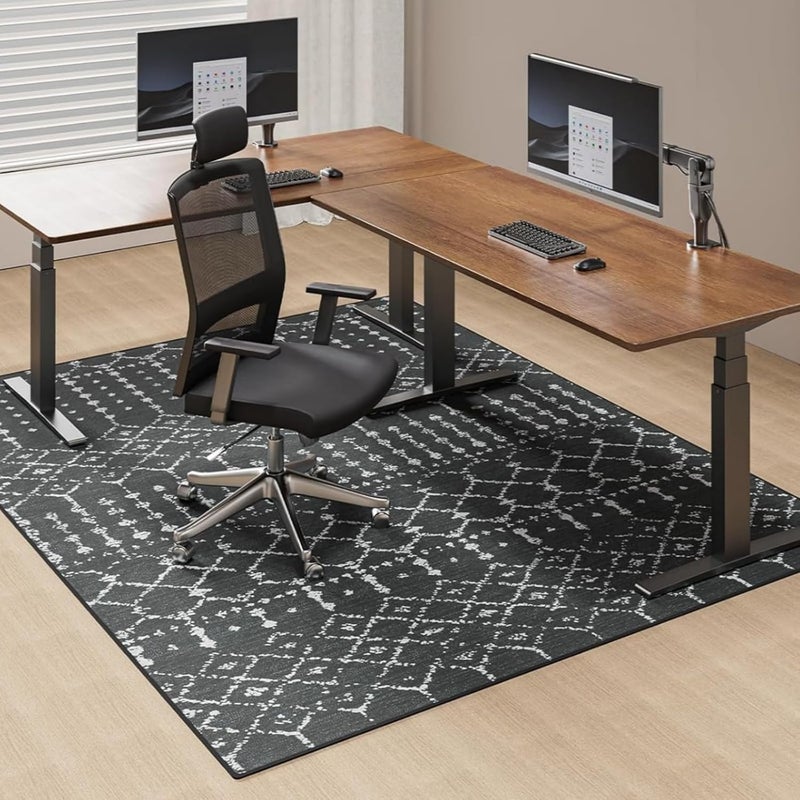 FUNMAT Office Chair Mat for Hardwood & Tile Floors, 60" x 48" Desk Chair Mat, Non-Slip Floor Protector for Rolling Chairs, Machine Washable Area Rug for Home Office, Black - Image 1